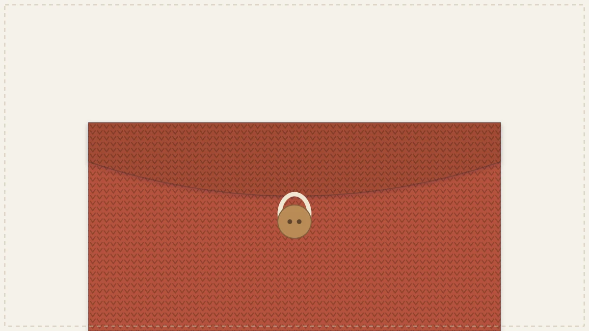 The top of a crocheted bag closed with a wooden button and a chain loop