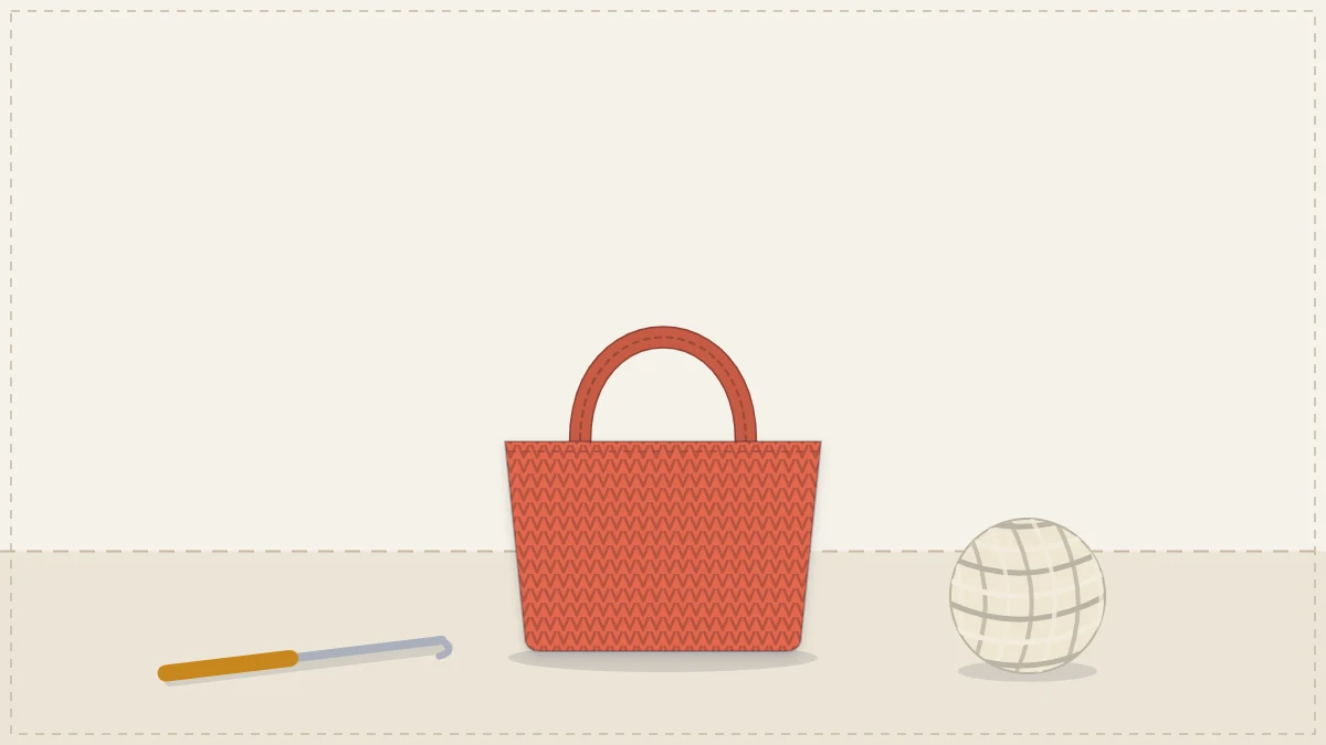 A tiny structured crocheted handbag with a single short top handle in bright coral